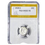 1928-S Mercury Silver Dime PGA MS65 FB