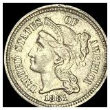 1881 Nickel Three-Cent Piece CLOSELY  UNCIRCULATE