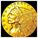 1909 Indian Head Gold $2.50 Quarter Eagle HIGH GRA