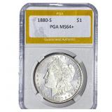 1880-S Morgan Silver Dollar PGA MS64+