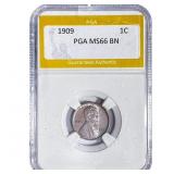 1909 Wheat Cent PGA MS66 BN