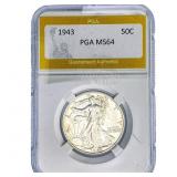 1943 Walking Liberty Half Dollar PGA MS64