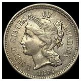 1874 Nickel Three-Cent Piece CHOICE AU