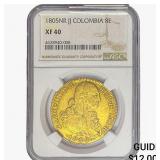 1805NR JJ Colombia Gold 8 Escudos 0.7614 AGW NGC