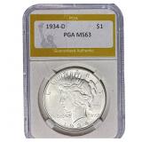 1934-D Silver Peace Dollar PGA MS63