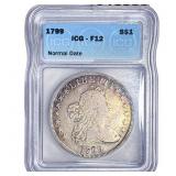 1799 Flowing Hair Dollar ICG F12