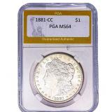 1881-CC Morgan Silver Dollar PGA MS64