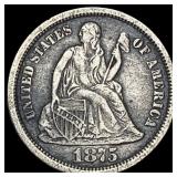 1875-S Silver Seated Liberty Dime NEARLY  UNCIRCU