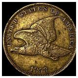 1858 Copper-Nickel Flying Eagle Cent NEARLY UNCIRC
