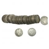 Roll of 40 Silver Barber 25C