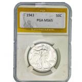 1943 Walking Liberty Half Dollar PGA MS65
