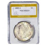1885-S Morgan Silver Dollar PGA MS63+