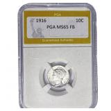 1916 Mercury Silver Dime PGA MS65 FB