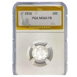 1916 Mercury Silver Dime PGA MS64 FB