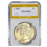 1922 Silver Peace Dollar PGA MS65