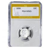 1898 Barber Dime PGA MS65