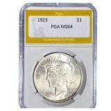 1923 Silver Peace Dollar PGA MS64