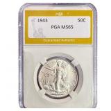 1943 Walking Liberty Half Dollar PGA MS65