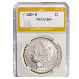 1884-O Morgan Silver Dollar PGA MS64