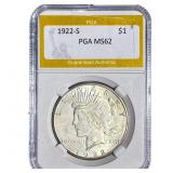 1922-S Silver Peace Dollar PGA MS62