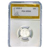 1920-S Mercury Silver Dime PGA MS64