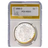 1888-O Morgan Silver Dollar PGA MS63