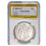 1891-CC Morgan Silver Dollar PGA MS62
