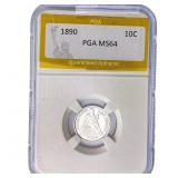 1890 Seated Liberty Dime PGA MS64