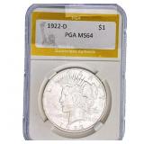 1922-D Silver Peace Dollar PGA MS64