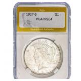 1927-S Silver Peace Dollar PGA MS64