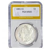 1881-CC Morgan Silver Dollar PGA MS65
