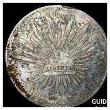1896 Mexico Silver 8 Reales Punchmarked NEARLY UNC