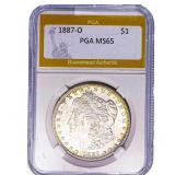 1887-O Morgan Silver Dollar PGA MS65
