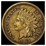 1863 Bronze Indian Head Cent NEARLY UNCIRCULATED