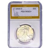 1916-D Walking Liberty Half Dollar PGA MS63+