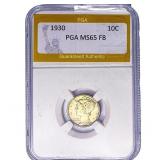 1930 Mercury Silver Dime PGA MS65 FB