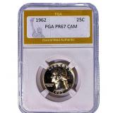 1962 Washington Silver Quarter PGA PR67 CAM