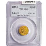 1925-D $2.50 Gold Quarter Eagle PCGS MS63