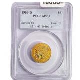 1909-D $5 Gold Half Eagle PCGS MS63