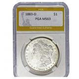 1883-O Morgan Silver Dollar PGA MS63