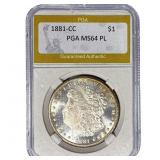 1881-CC Morgan Silver Dollar PGA MS64 PL