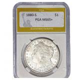 1880-S Morgan Silver Dollar PGA MS65+