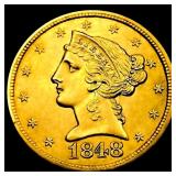 1848 $5 Gold Half Eagle