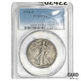 1938-D Walking Liberty Half Dollar PCGS VF25
