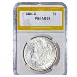 1884-O Morgan Silver Dollar PGA MS66