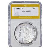 1885-CC Morgan Silver Dollar PGA MS65