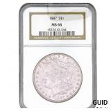 1887 Morgan Silver Dollar NGC MS66