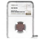 1925-S Wheat Cent NGC AU58 BN