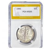 1945 Walking Liberty Half Dollar PGA MS66