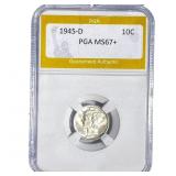 1945-D Mercury Silver Dime PGA MS67+